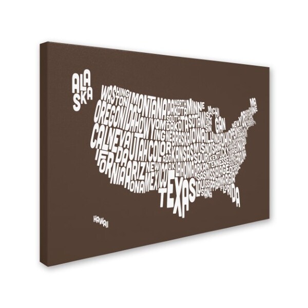 Michael Tompsett 'COFFEE-USA States Text Map' Canvas Art,16x24